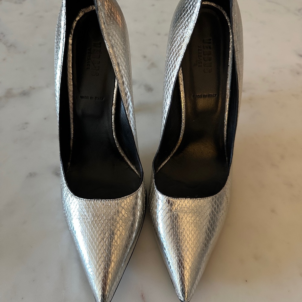 Silver Textured Women's Heels